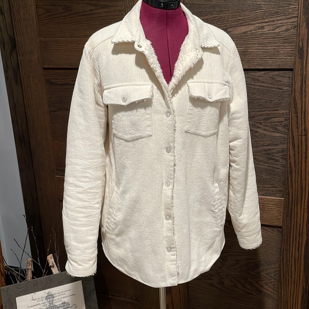 Cream Courderoy Shacket - Picture 2 of 11